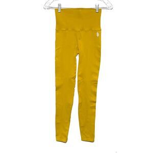 Free People Movement Yellow Leggings Good Karma High Rise Perforated Women XS S